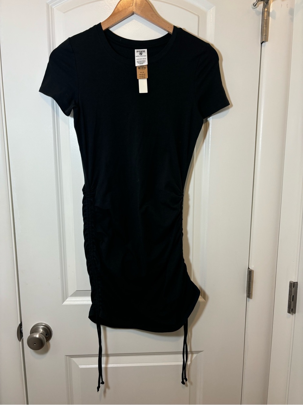 PINK Victoria's Secret Black Short-Sleeve Ruched Side Tee Dress